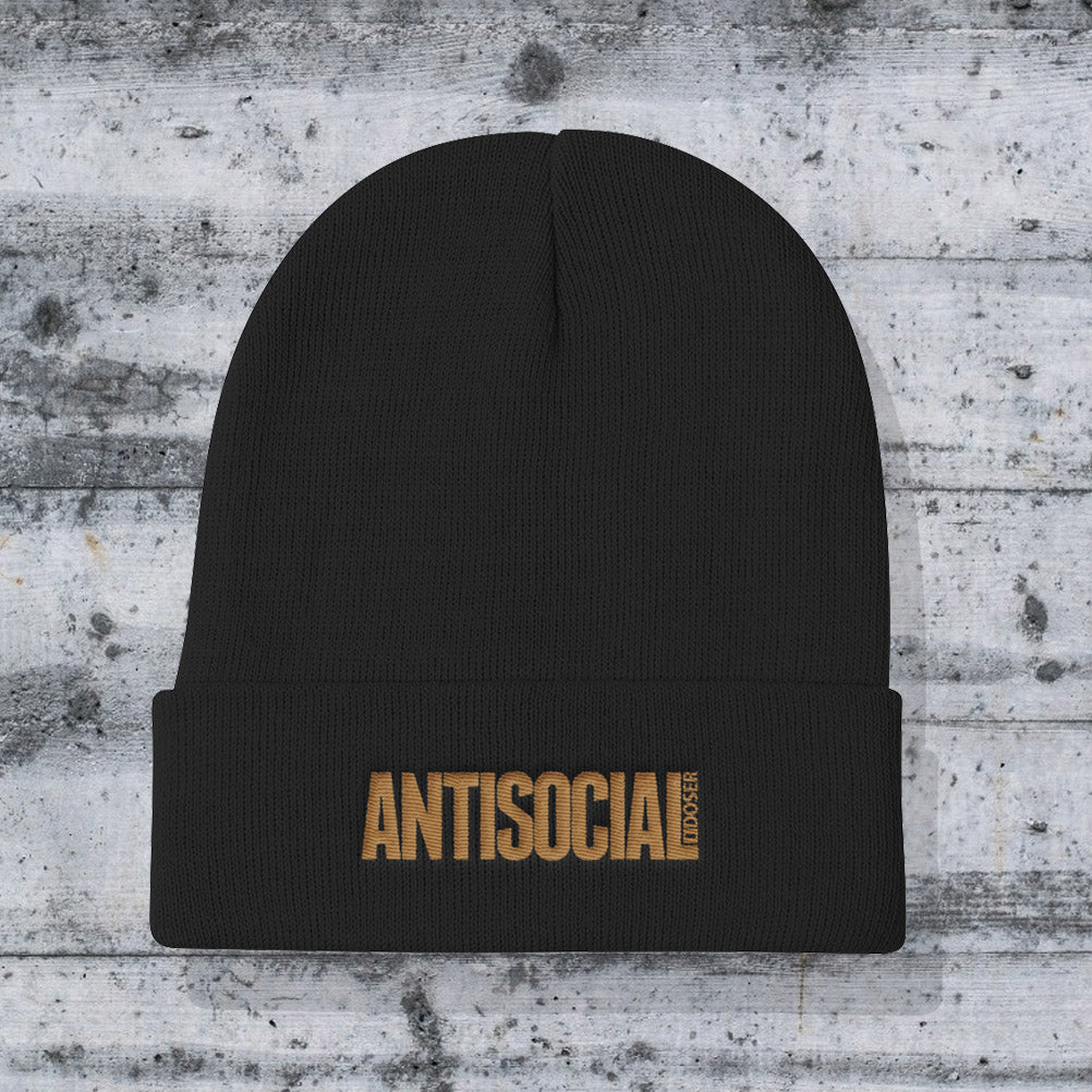 AntiSocial Cuffed Embroidered Unisex Beanie