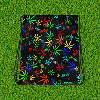 iDoser Rainbow Cannabis Leaf Drawstring Stash Bag