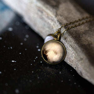 Brass Pluto and Charon Layered Space Necklace